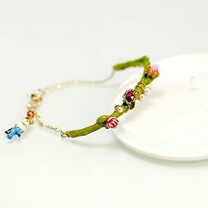 yzANZT[@lbNX@V[gGiVbraccialetto dorato foglio fiore germoglio smalto verde rosso blu sottile