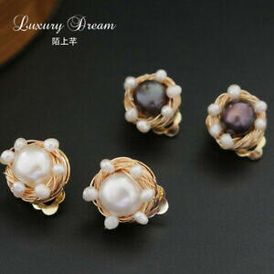 【送料無料】アクセサリー ネックレス イヤリングクリップピンブラックホワイトゴールドメッキorecchini a perno clip perle coltivazione nero bianco artigianale placcato oro