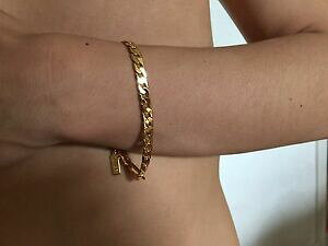 �y���������z�A�N�Z�T���[�@�l�b�N���X�@�u���X���b�g�X�������C���N���X�}�Xcatena polimerica protetto 8 bracciale placcato oro 6mm slimline donna regalo di natale