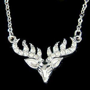 yzANZT[@lbNX@GNz[`F{XtXL[NX^ungzlbNX~ alce corna cervo fatto con swarovski cristallo bull hunt caccia corna collana