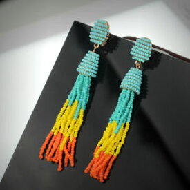 【送料無料】アクセサリー　ネックレス　イヤリングミニパールクリップorecchini clip on non forata lungo mini perla pompon giallo rosso qd2