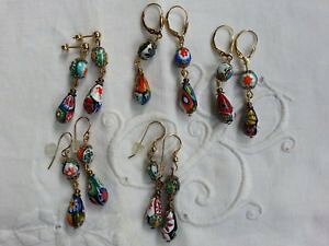 yzANZT[@lbNX@C^Ar[YCOkS[hhbvscarse italiano millefiori gocce perle orecchini 14k gf ororiempitelove regali