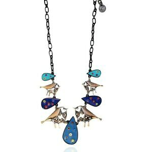 �y���������z�A�N�Z�T���[�@�l�b�N���X�@�l�b�N���X�V���o�[lol bijoux collana uccelli e gocce dacqua argentato blu