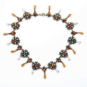 【送料無料】アクセサリー ネックレス ネックレスパールホワイトオレンジグリーンバロックオリジナルドロップレトロcollana floreale goccia perla bianco amber verde barocco retr originale