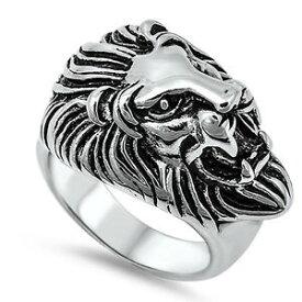 【送料無料】アクセサリー　ネックレス　ジャングルステンレススチールリングキングサイズuomo leone s testa king of the jungle acciaio inox motociclista anello sizes