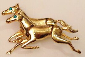 【送料無料】アクセサリー　ネックレス　ビンテージクリスタルヴェールbroche vintage couleur or rhodi 2 chevaux cristal vert top qualit numrot 626