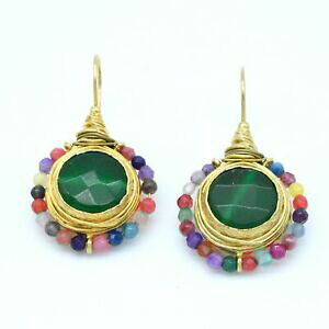 yzANZT[@lbNX@Xg[nhChCOaylas placcato oro semi preziosi gem stone agata giada handmade earrings
