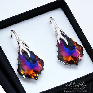 yzANZT[@lbNX@X^[OVo[[tCOobNXtXL[NX^925 argento sterling orecchini foglia * vulcano * barocco cristalli di swarovski