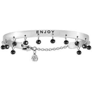 �y���������z�A�N�Z�T���[�@�l�b�N���X�@���^���u���X���b�g�X�`�[���r�[�Ybracciale rigido nomination messaggiamo 027410008 acciaio enjoy perline nere