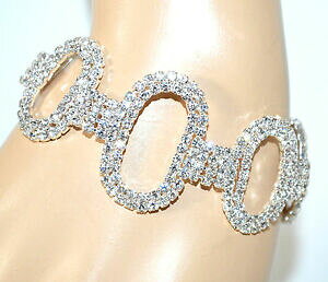 �y���������z�A�N�Z�T���[�@�l�b�N���X�@�J�t�V���o�[bracciale strass donna argento cerchi ovali cristalli sposa cerimonia f200