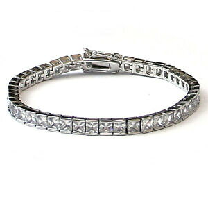 yzANZT[@lbNX@v`iXNGA[JbgejXuXbg4 mm placcato platino cz taglio quadrato bracciale tennis lunghi 8 in ca 2032 cm