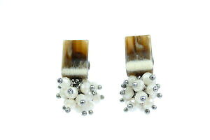 【送料無料】アクセサリー ネックレス イヤリングピンヌードブラウンベージュガラスビーズレビーorecchini a perno argentati, nude, marrone amp; beige, perline di vetro, di catia levy