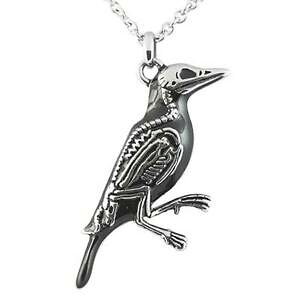 �y���������z�A�N�Z�T���[�@�l�b�N���X�@�S�V�b�N�R���{�X�P���g���X�`�[���y���_���g�l�b�N���Xcontrose rave n ossa gotico nero corvo scheletro acciaio collana con ciondolo