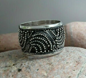 �y���������z�A�N�Z�T���[�@�l�b�N���X�@�N���G�C�V�����V�b�N�A���W�F���gagnes creations bague anneau large ethnique chic en argent 925 taille 5152
