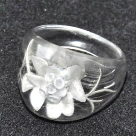 【送料無料】アクセサリー　ネックレス　ビンテージリングbague vintage en lucite transparente fleur blanche grave t 54 bijou ring