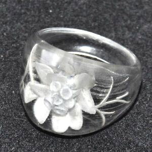 �y���������z�A�N�Z�T���[�@�l�b�N���X�@�r���e�[�W�����Obague vintage en lucite transparente fleur blanche grave t 54 bijou ring