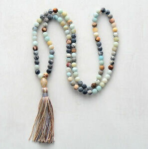 �y���������z�A�N�Z�T���[�@�l�b�N���X�@�r�[�Y�l�b�N���X�m�[�h�I�j�L�X�S�[���h�r�[�Y�^�[�R�C�Ynaturale perline collana con nodo lunga onice perline oro turchese boho amazzonite