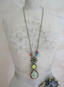 yzANZT[@lbNX@{[GiOlbNXt[re[WS[hCO[^[RCYxsNbohm smalto collana lunga fiore vintage oro lime verde rosa t