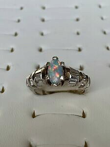 �y���������z�A�N�Z�T���[�@�l�b�N���X�@�X�^�[�����O�V���o�[�I�p�[�������Oargento sterling opale anello cz