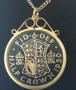 yzANZT[@lbNX@Gin[tNERCy_g1950 smaltato mezza corona moneta ciondolo nerooro 69th compleanno