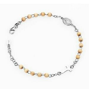 【送料無料】アクセサリー ネックレス ブレスレットアーメンタウシルバーベージュボールbracciale rosario amen tau bbtablb3 in argento 952 con sfere in legno beige