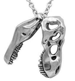 【送料無料】アクセサリー　ネックレス　スカルステンレススチールネックレスペンダントcontrose dinosauro trex teschio brillante acciaio inox collana con ciondolo