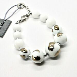 �y���������z�A�N�Z�T���[�@�l�b�N���X�@�J�t�x�j�X�����m�K���X�V���o�[bracciale antica murrina venezia con vetro di murano bianco e argento br813a01