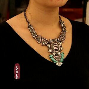 �y���������z�A�N�Z�T���[�@�l�b�N���X�@�l�b�N���X�A�[���f�R�u���b�N�p�[���h���b�v�s���N���g���I���W�i��collana art deco goccia nero perla rosa triangolo retr originale regalo qt 9