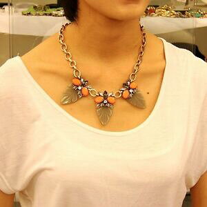【送料無料】アクセサリー ネックレス ネックレスシートフラワーコーラルベージュモダンレトロcollana foglio fiore beige corallo retr moderno originale sera matrimonio jcr 5