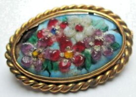 【送料無料】アクセサリー　ネックレス　ユニークビンテージancienne unique broche bijou vintage couleur or came floral en mail 626