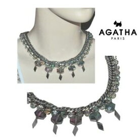 【送料無料】アクセサリー　ネックレス　アガサコリアーラスデコートアルジェントクリスタルagatha collier ras de cou grosse maille plaqu argent cristal iris bijou