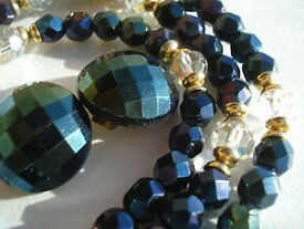 【送料無料】アクセサリー　ネックレス　ロットコリアボクリップヴェールjoli lot de bijoux anciensannees 5060collierbo clipsverre irise bleuvert