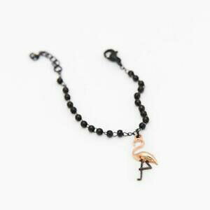 yzANZT[@lbNX@Jt^OubNVo[X`[y_gt~Sbracciale kesia tags acciaio nero da donna con ciondolo fenicottero in argento