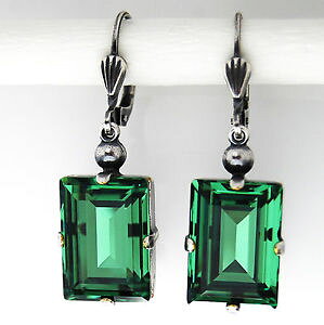 yzANZT[@lbNX@COXtXL[NX^Vo[grevenkmper orecchini cristallo swarovski argento rettangolo 14 mm verde erinite