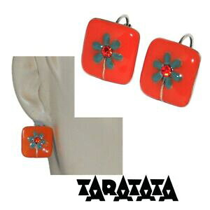 �y���������z�A�N�Z�T���[�@�l�b�N���X�@�A�[�W�F���g�I�����Wtaratata boucles doreilles dormeuses plaqu argent mail orange fleur bijou