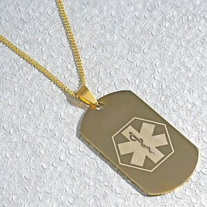 �y���������z�A�N�Z�T���[�@�l�b�N���X�@�u���X���b�g�^�Okt�`�F�[��salvataggio braccialetto medico id cane tag sos 9 kt catena placcato oroinciso gratis