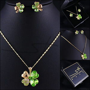 yzANZT[@lbNX@ZbggbvlbNXCORCXtXL[GgJ[gset top collana orecchini a bottone * quadrifoglio * giallo pl, swarovski elements, a