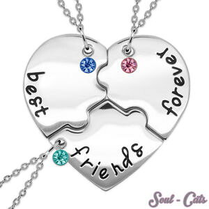�y���������z�A�N�Z�T���[�@�l�b�N���X�@�l�b�N���X�X�e�����X�X�`�[���V���o�[�n�[�g�y���_���gcuore ciondolo da collana 3 teile acciaio inox amici argento freundschaftkette