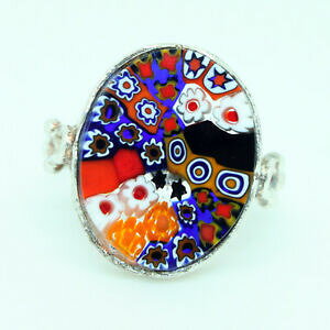 yzANZT[@lbNX@}`J[X^[OVo[FjXnhChmKXOmulti colore argento sterling millefiori fatte a mano murano glass anello da venezia