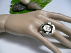 【送料無料】アクセサリー　ネックレス　ブラックリングファッションdonna metallo argento fiore grande cinque foglie nero anello alla moda artistica