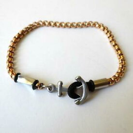 【送料無料】アクセサリー　ネックレス　ブレスレットスチールチェーンbracciale uomo donna catena in acciaio rosato e lucido con ancora 21,5 cm 70 aa