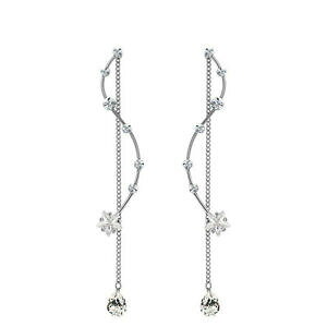 �y���������z�A�N�Z�T���[�@�l�b�N���X�@�N���A�W���R���V���o�[�C�������O�h���b�vcancella scintillanti bianco zircone rhinetone color argento orecchini a goccia dangle lungo