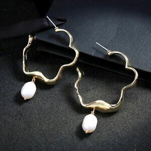 yzANZT[@lbNX@COOA[fRorecchini grandi creolo anello tortu dorato art deco perle coltivazione aa33