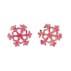 yzANZT[@lbNX@`X^[OVo[sNGiXm[t[NCOjo for girls argento sterling rosa smalto glitter fiocco di neve orecchini 9mm