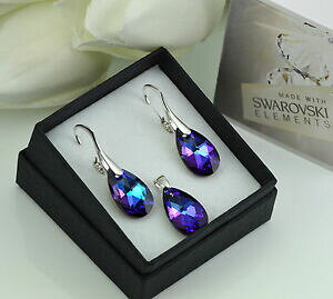 yzANZT[@lbNX@X^[OVo[COXtXL[925 argento sterling orecchiniset realizzato con swarovski 16mm peraheliotrope