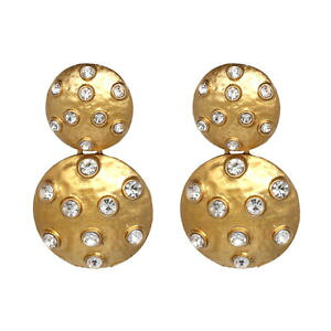 yzANZT[@lbNX@COfBXNgNX^orecchini 2 grandi tondo disco metallo parati dorato pav cristallo retr aa28
