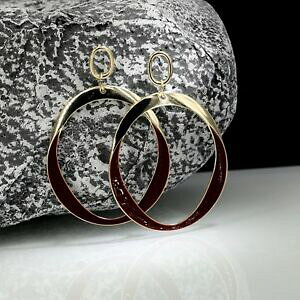 �y���������z�A�N�Z�T���[�@�l�b�N���X�@�S�[���f���C�������O�����O�c�C�X�g�G�i�����_�[�N���b�horecchini dorato 2 anello ovale grandi ritorto smalto rosso scuro matrimonio