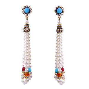 yzANZT[@lbNX@bLsCO}`J[p[gorecchini a perno dorato lungo pompon perla multicolore retr matrimonio xx17