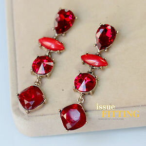 �y���������z�A�N�Z�T���[�@�l�b�N���X�@���b�L�s���C�������O�W�I���g���b�N���b�h�h���b�v���g�����E���horecchini a perno dorato lungo geometrico rosso acceso goccia tondo retr xx14