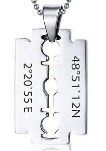 yzANZT[@lbNX@^OJ~\{[`F[XeXX`[massiccio id dog tag lama di rasoio sfera catena acciaio inox con incisione a scelta